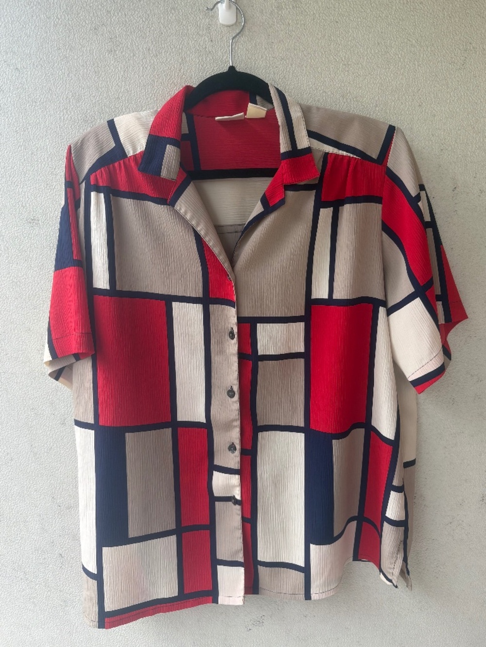 Vintage Allison Daley II Geometric Colorblock Blouse 18W Retro 80s 90s